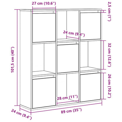 Bokhylle sonoma eik 89x24x101,5 cm konstruert tre