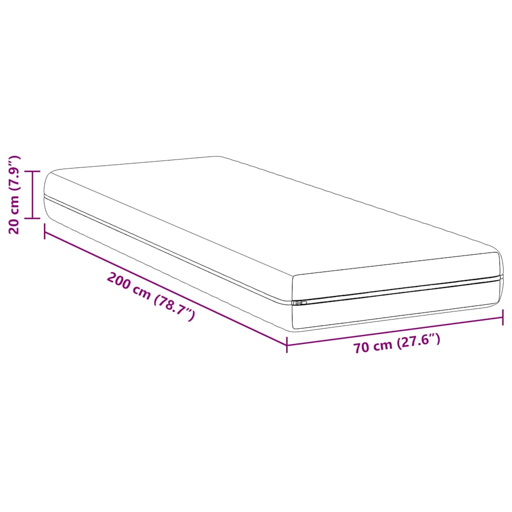 Madrass Hvit 70 x 200 cm Polyester