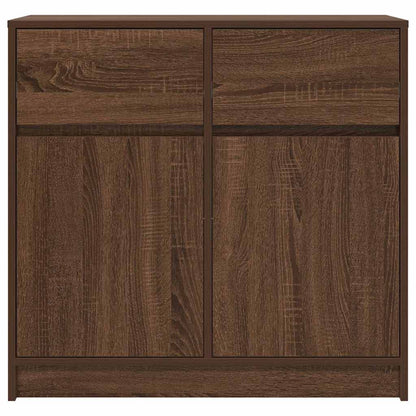 Skjenk med skuff brun eik 80x34x76 cm konstruert tre