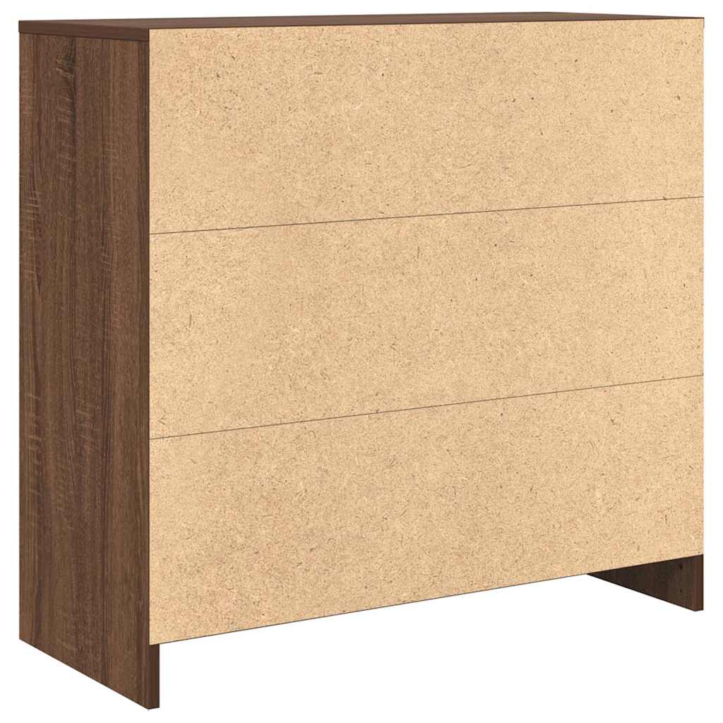 Skjenk med skuff brun eik 80x34x76 cm konstruert tre