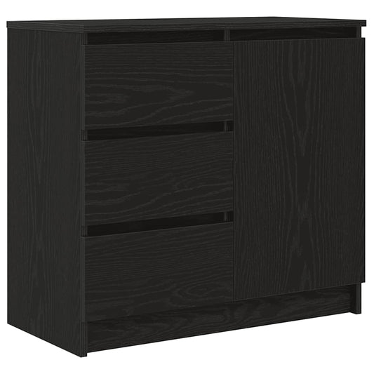 Skjenk med skuff svart eik 71x35x65 cm konstruert tre