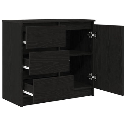 Skjenk med skuff svart eik 71x35x65 cm konstruert tre