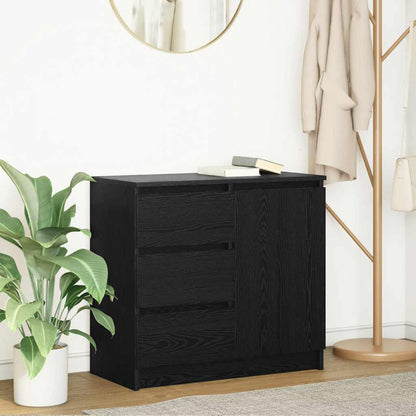 Skjenk med skuff svart eik 71x35x65 cm konstruert tre