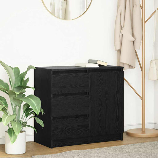 Skjenk med skuff svart eik 71x35x65 cm konstruert tre
