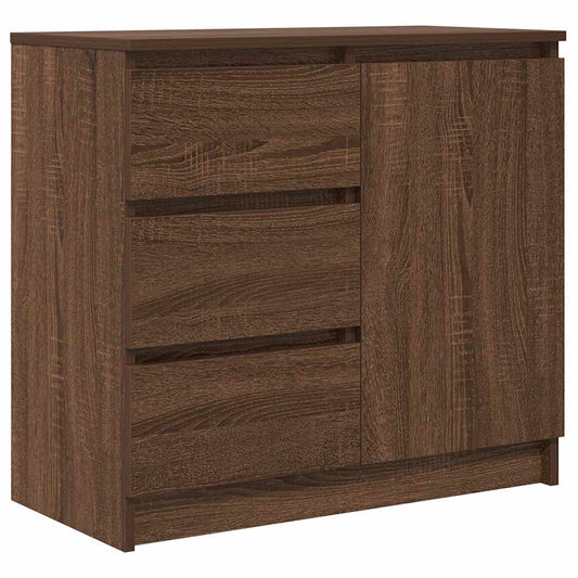 Skjenk med skuff brun eik 71x35x65 cm konstruert tre