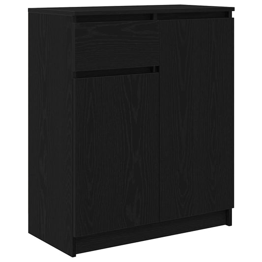 Skjenk med skuff svart eik 71x35x84 cm konstruert tre