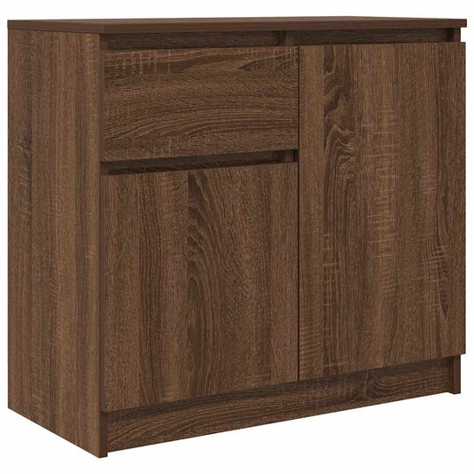 Skjenk med skuff brun eik 71x35x65 cm konstruert tre