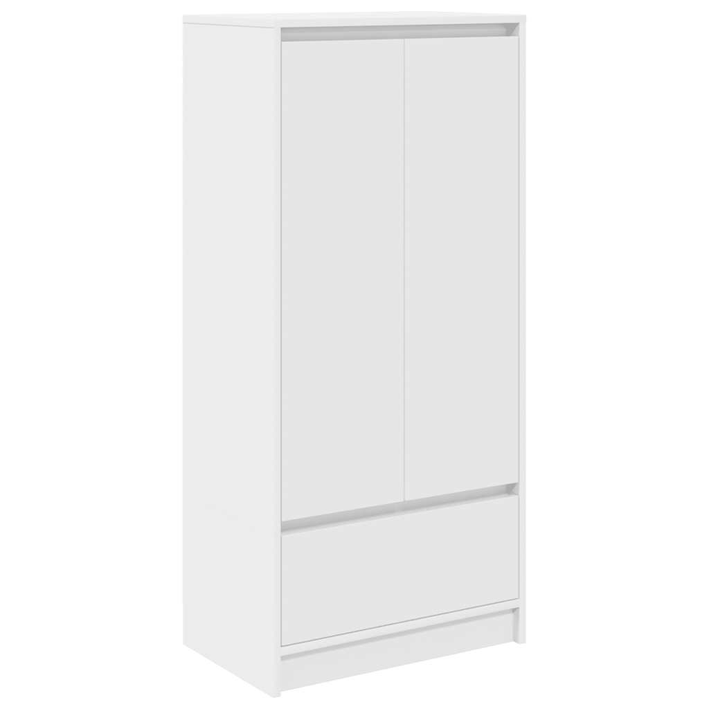 Skap med skuff hvit 55,5x34x119,5 cm konstruert tre