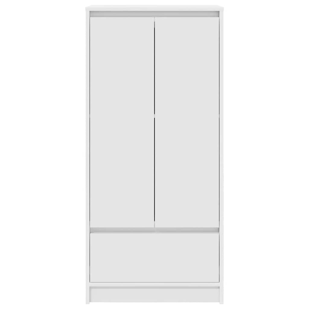 Skap med skuff hvit 55,5x34x119,5 cm konstruert tre