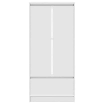 Skap med skuff hvit 55,5x34x119,5 cm konstruert tre