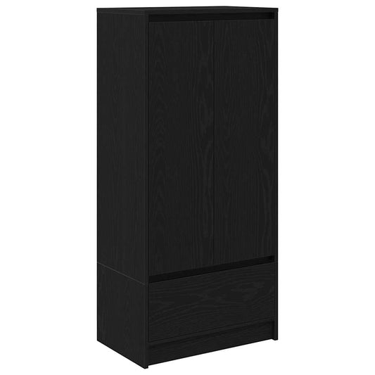 Skap med skuff sort eik 55,5x34x119,5 cm konstruert tre