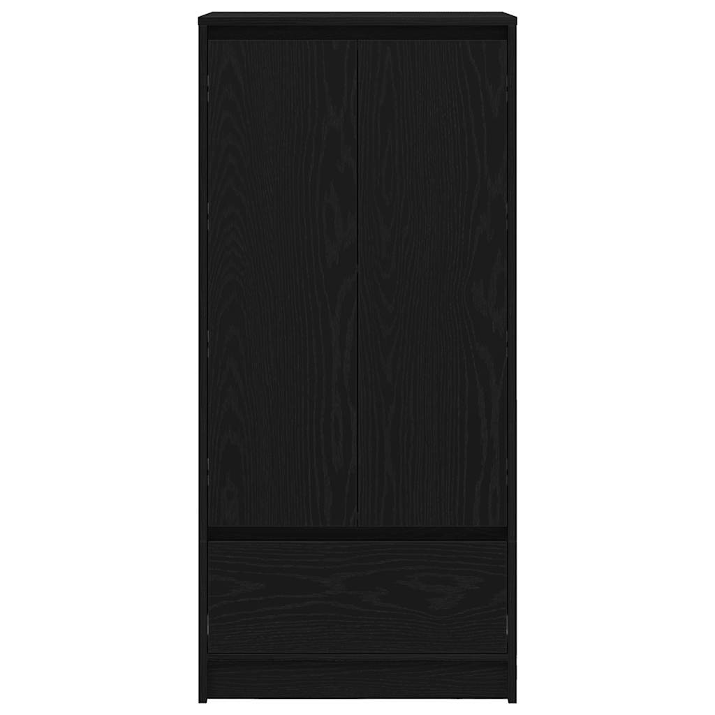 Skap med skuff sort eik 55,5x34x119,5 cm konstruert tre