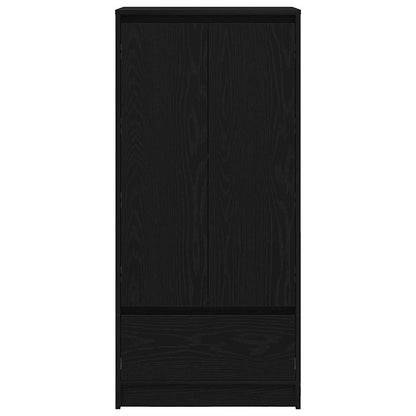 Skap med skuff sort eik 55,5x34x119,5 cm konstruert tre