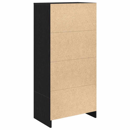 Skap med skuff sort eik 55,5x34x119,5 cm konstruert tre