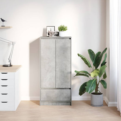 Skap med skuff betonggrå 55,5x34x119,5 cm konstruert tre