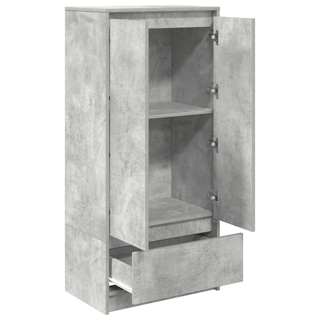 Skap med skuff betonggrå 55,5x34x119,5 cm konstruert tre