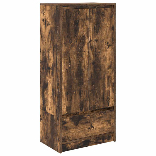 Skap med skuff røkt eik 55,5x34x119,5 cm konstruert tre