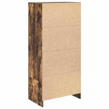 Skap med skuff røkt eik 55,5x34x119,5 cm konstruert tre