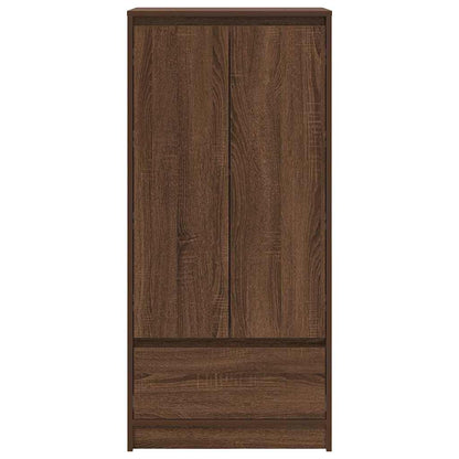 Skap med skuff brun eik 55,5x34x119,5 cm konstruert tre