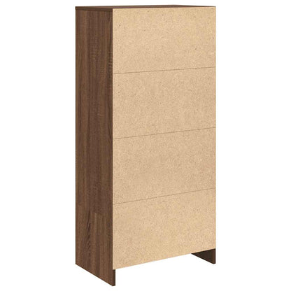 Skap med skuff brun eik 55,5x34x119,5 cm konstruert tre