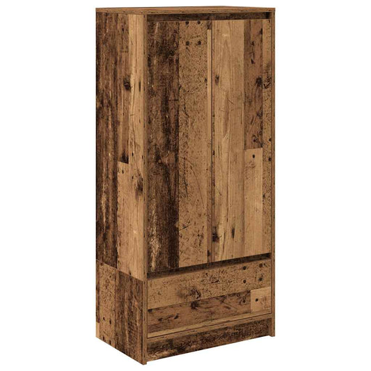 Skap med skuff gammelt tre 55,5x34x119,5 cm konstruert tre