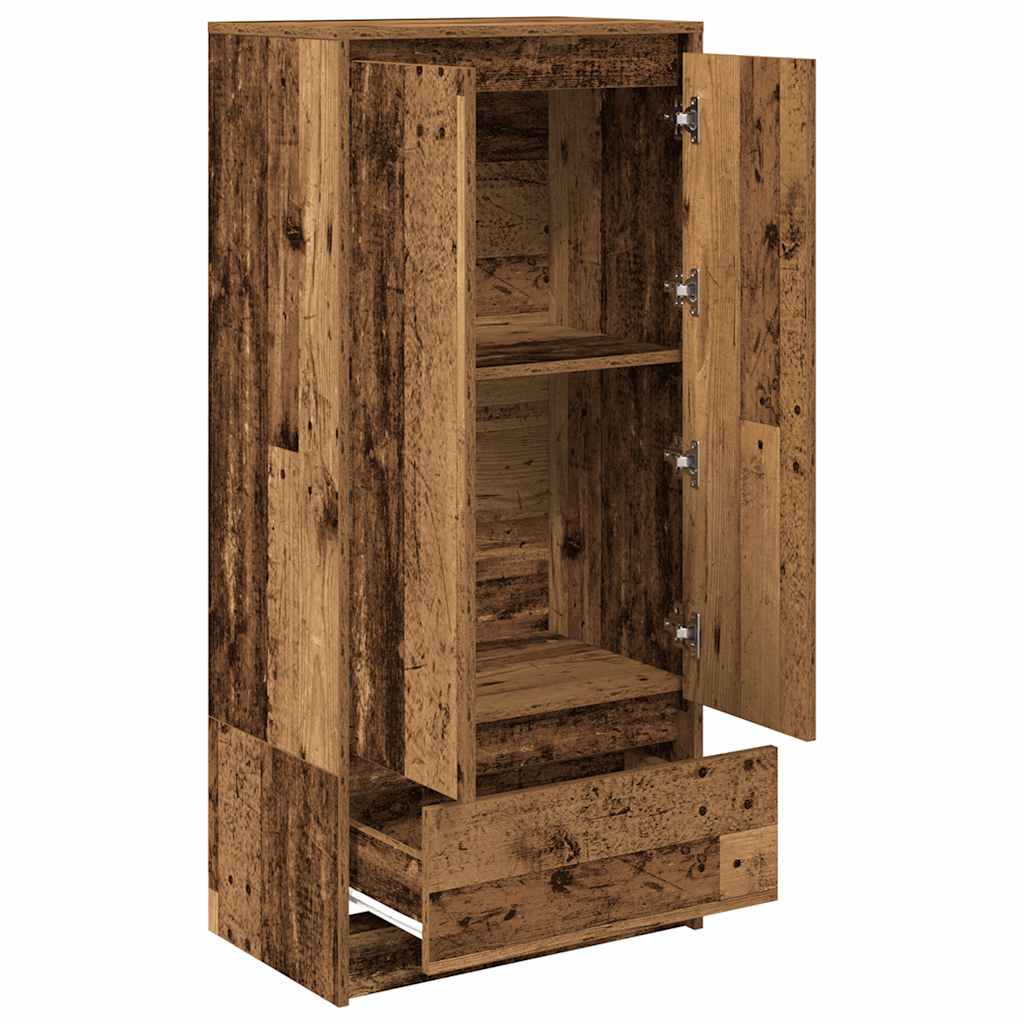 Skap med skuff gammelt tre 55,5x34x119,5 cm konstruert tre