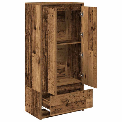 Skap med skuff gammelt tre 55,5x34x119,5 cm konstruert tre