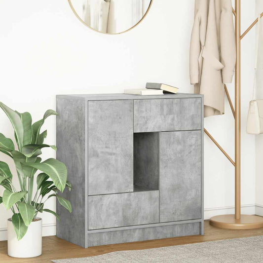 Skjenk med skuffer og dører betonggrå 70,5x34x74,5 cm
