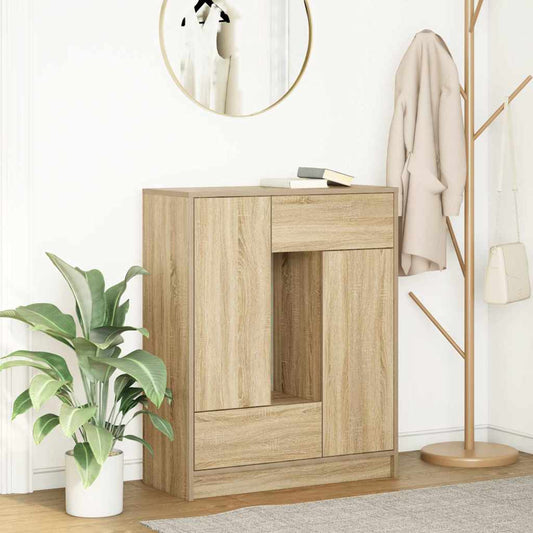 Skjenk med skuffer og dører svart eik 73x31x90 cm
