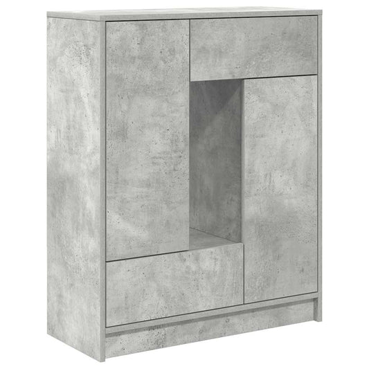 Skjenk med skuffer og dører betonggrå 73x31x90 cm