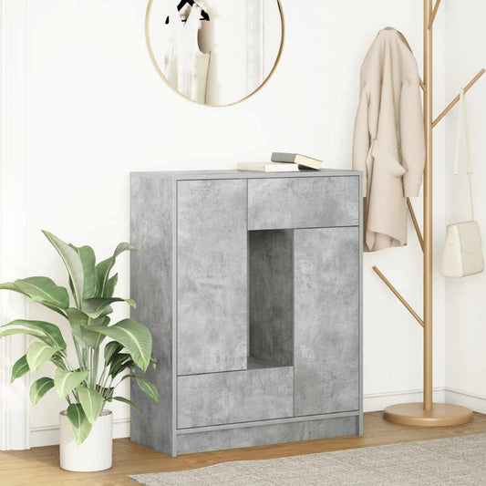 Skjenk med skuffer og dører betonggrå 73x31x90 cm