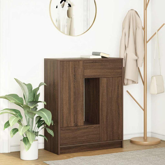 Skjenk med skuffer og dører brun eik 73x31x90 cm