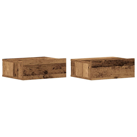 Flytende nattbord 2 stk gammelt tre 40x32x15 cm konstruert tre