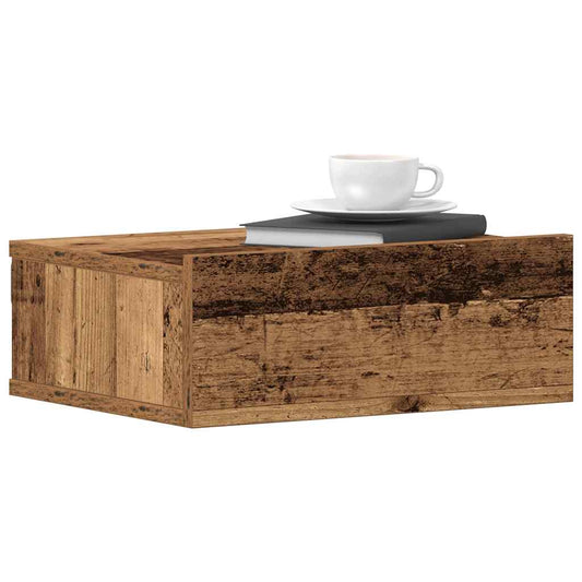 Flytende nattbord 2 stk gammelt tre 40x32x15 cm konstruert tre