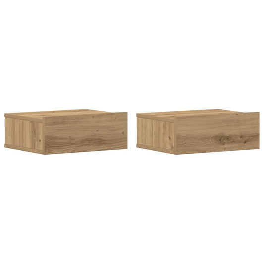 Flytende nattbord 2 stk artisan eik 40x32x15 cm konstruert tre