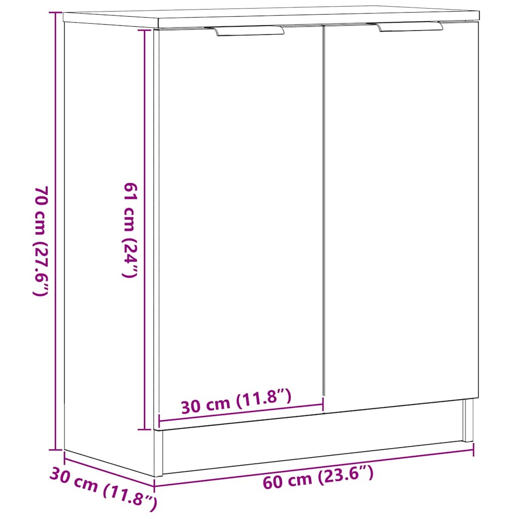 Sideboard Svart Eik 60x30x70 cm Konstruert Tre