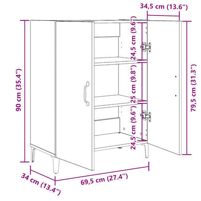 Skjenk svart eik 69,5x34x90 cm konstruert tre