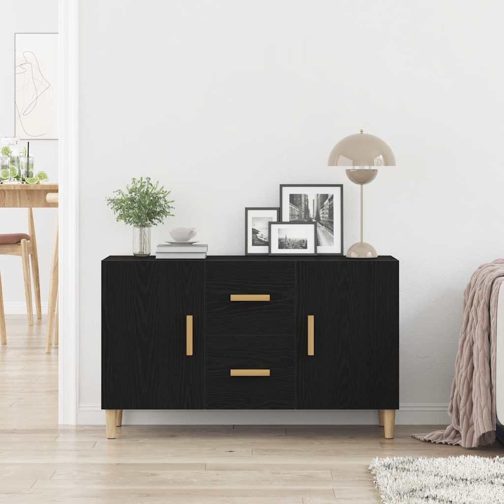 Skjenk svart eik 100x36x60 cm konstruert tre
