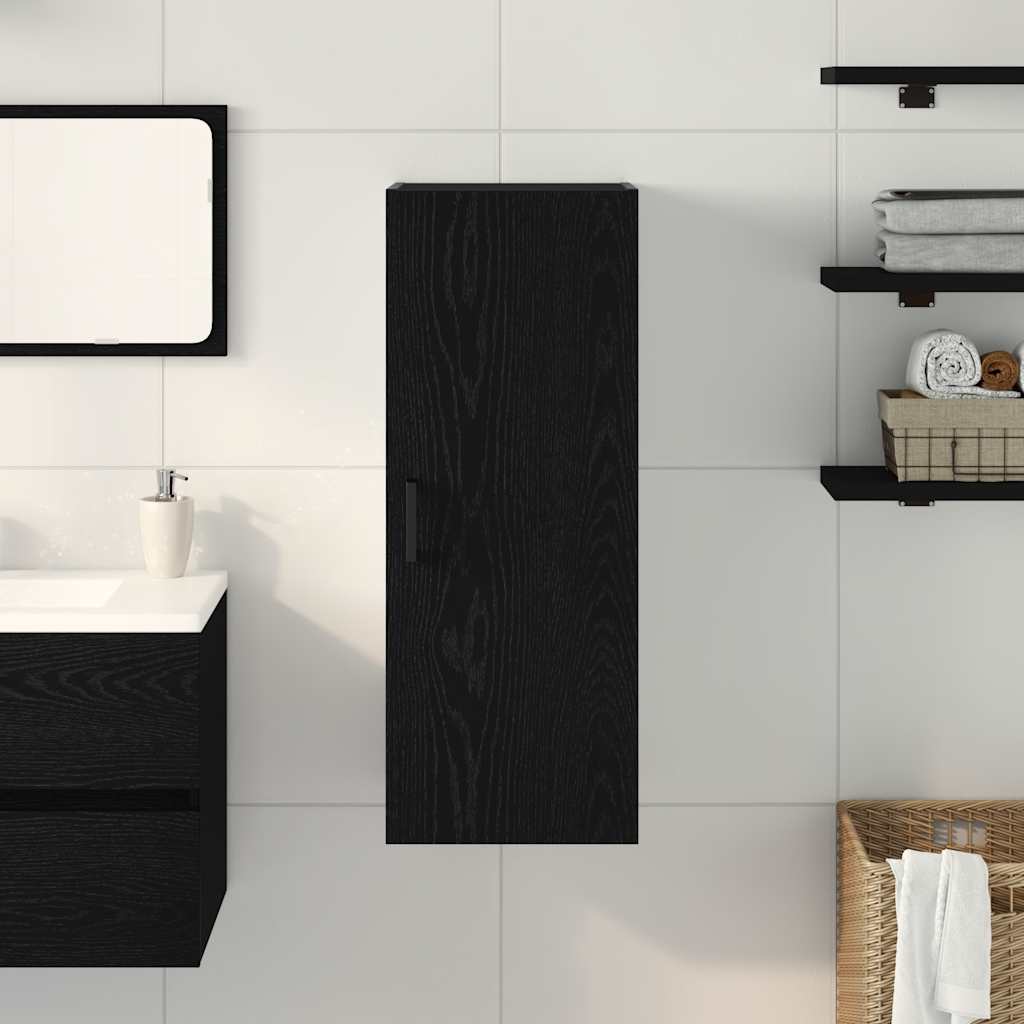Veggmontert skap svart eik 34,5x34x90 cm konstruert tre