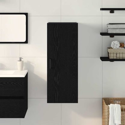 Veggmontert skap svart eik 34,5x34x90 cm konstruert tre