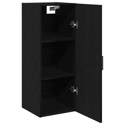 Veggmontert skap svart eik 34,5x34x90 cm konstruert tre