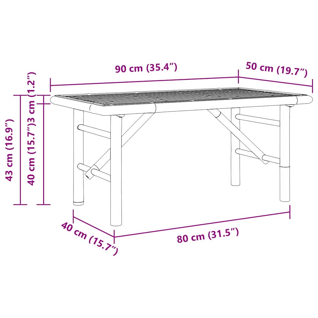 Kaffebord Brun 90 x 50 x 43 cm Bambus