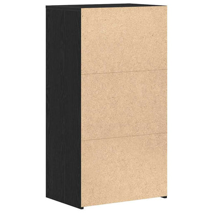 Skjenk med 6 skuffer svart eik 50x34x96 cm konstruert tre