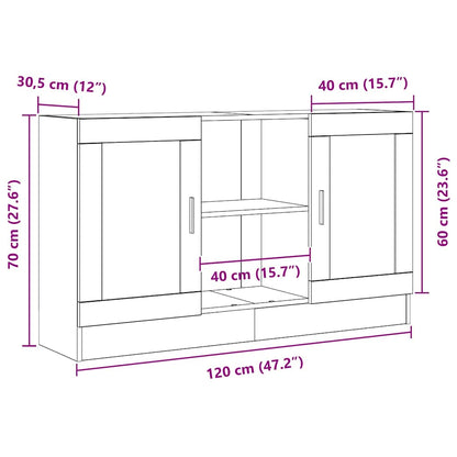 Skjenk i svart eik 120x30,5x70 cm laget av konstruert tre