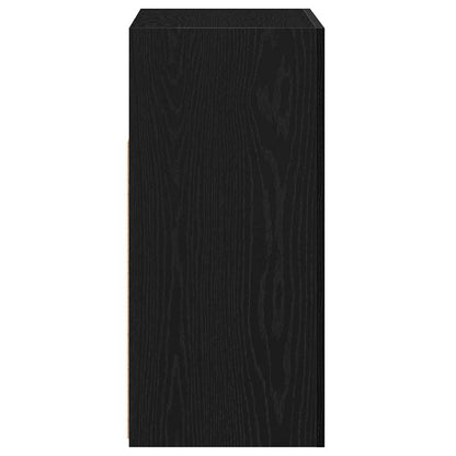 Sideboard med LED-lamper, svart eik, 80x35x75 cm, konstruert tre