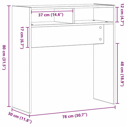 Svart Eik Konsollbord - 78x30x80 cm - Laget av konstruert tre