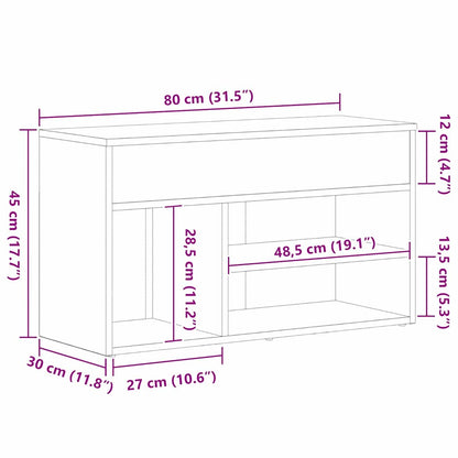 Benk for gangen - Svart eik 60x30x45 cm i ingeniørtre