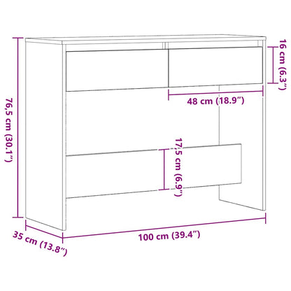 Svart Eike Konsollbord - 100x35x76.5 cm - Konstruert Tre