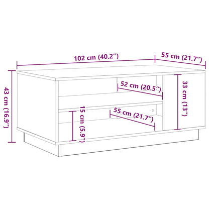 Svart Eik Kaffebord 102x55x43 cm Laget av Ingeniørtre