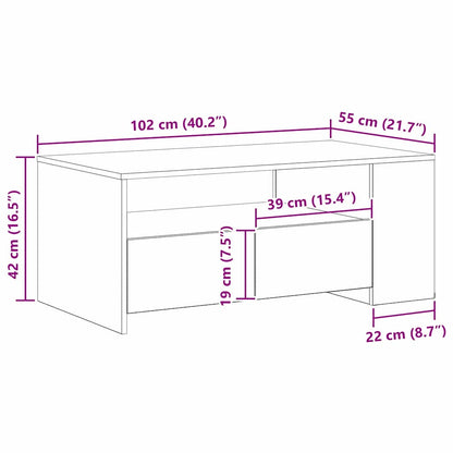 Kaffebord - Artisan Eik - 102x55x43.5 cm - Laget av konstruert tre